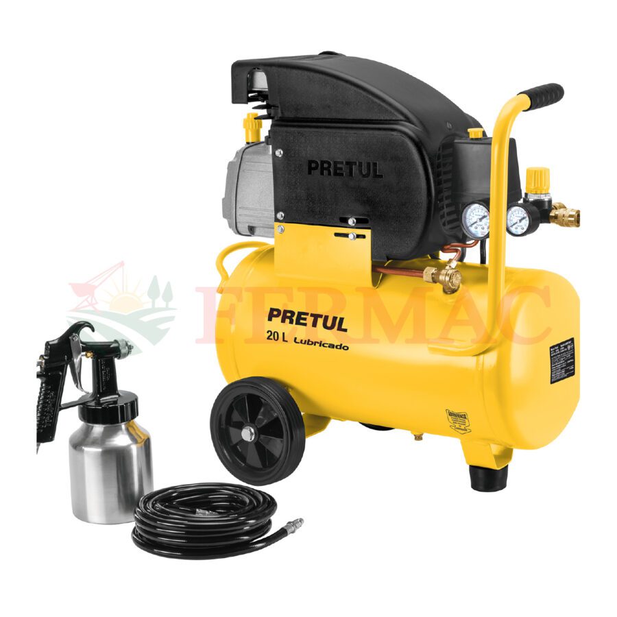 Kit Compresor lub, 20L, manguera y pistola baja,127V, PRETUL