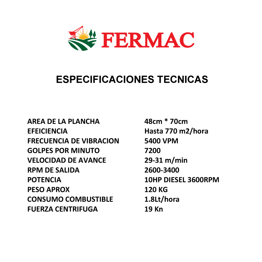 Placa Vibratoria - Compactadora a Diesel - Motor KAMA - 50x70 cms - Imagen 2