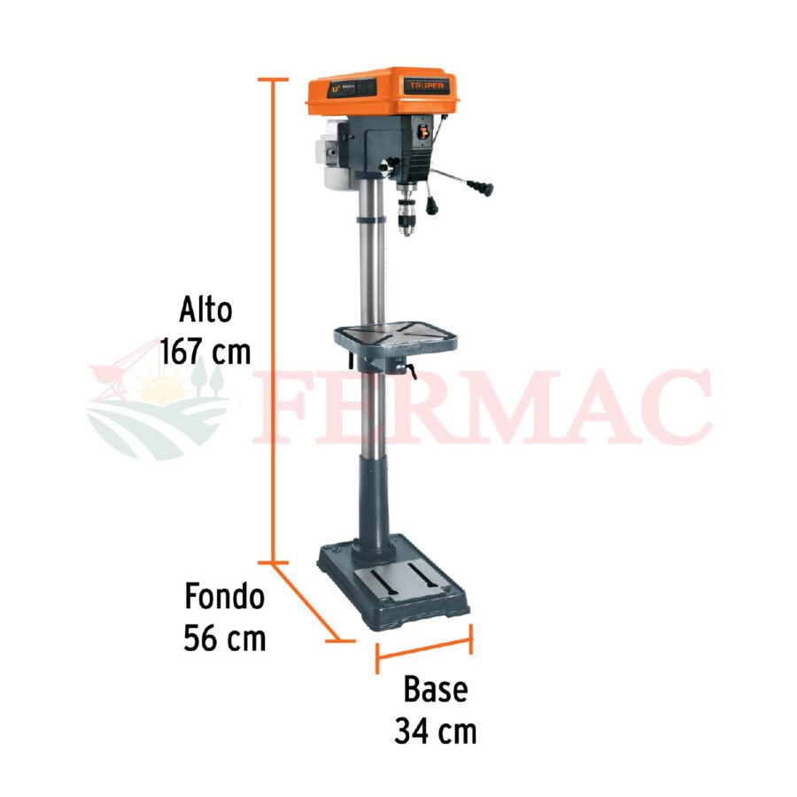 Taladro de arbol o piso, 17", 1-1/2 HP (1200 W), broquero 5/8",Truper