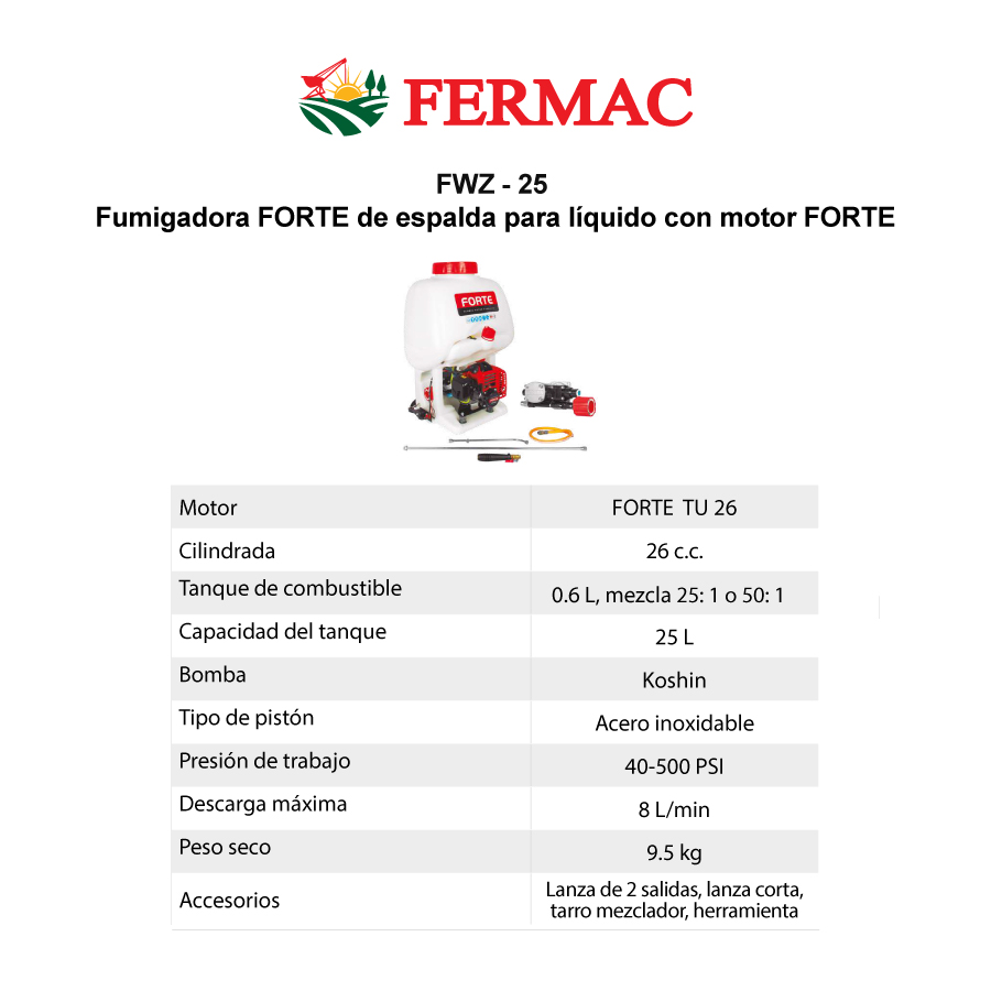 Fumigadora de Espalda Motorizada FORTE 25 litros - Imagen 2